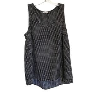 Pleione Women's Black & Tan Geometric Pleated Tank Top S